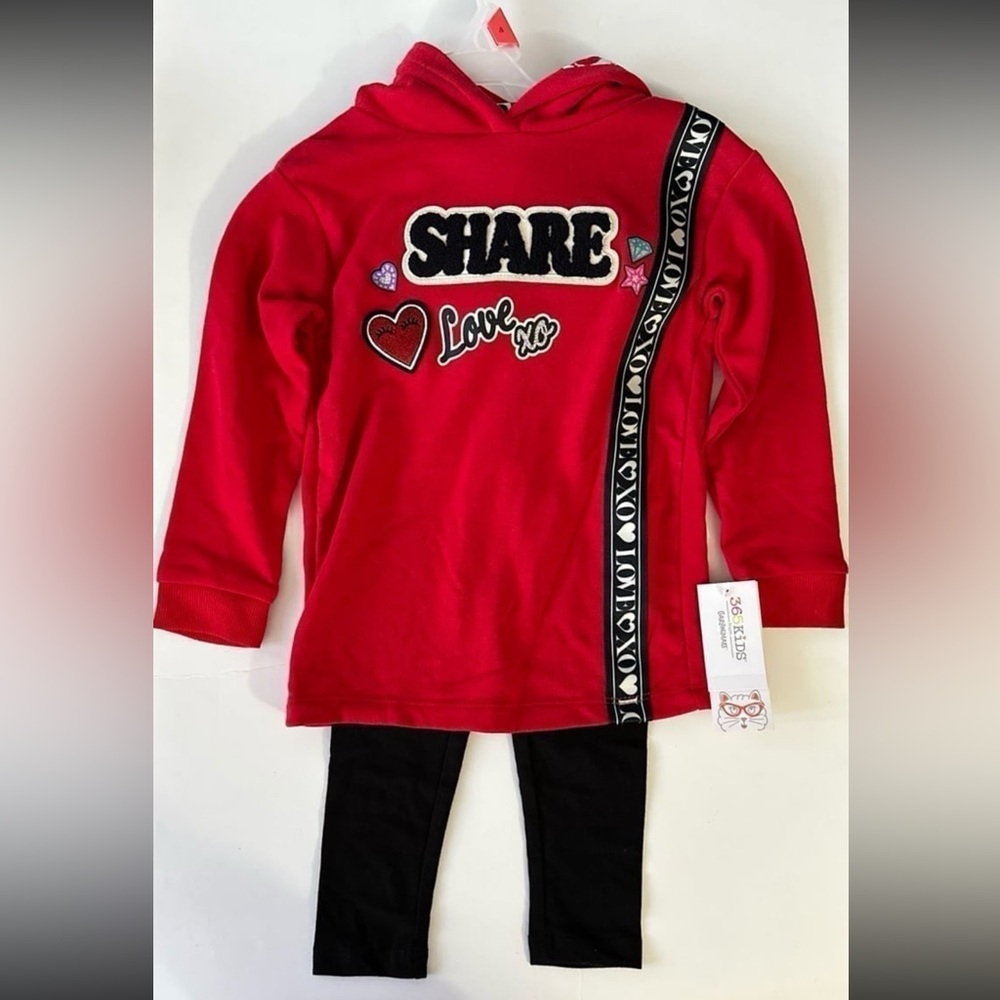 Girl’s Love Tunic Set - Hooded Sweater & Leggings